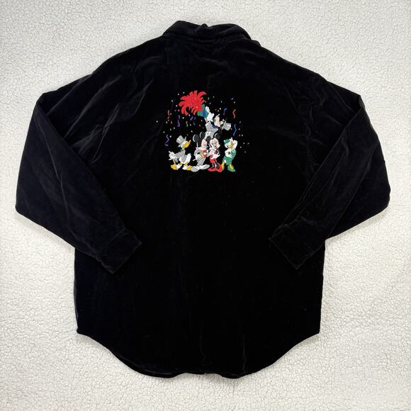 NWT VINTAGE 90s Disney Store Mickey &Friends New Years Embroidered Velvet Blouse - Picture 1 of 8